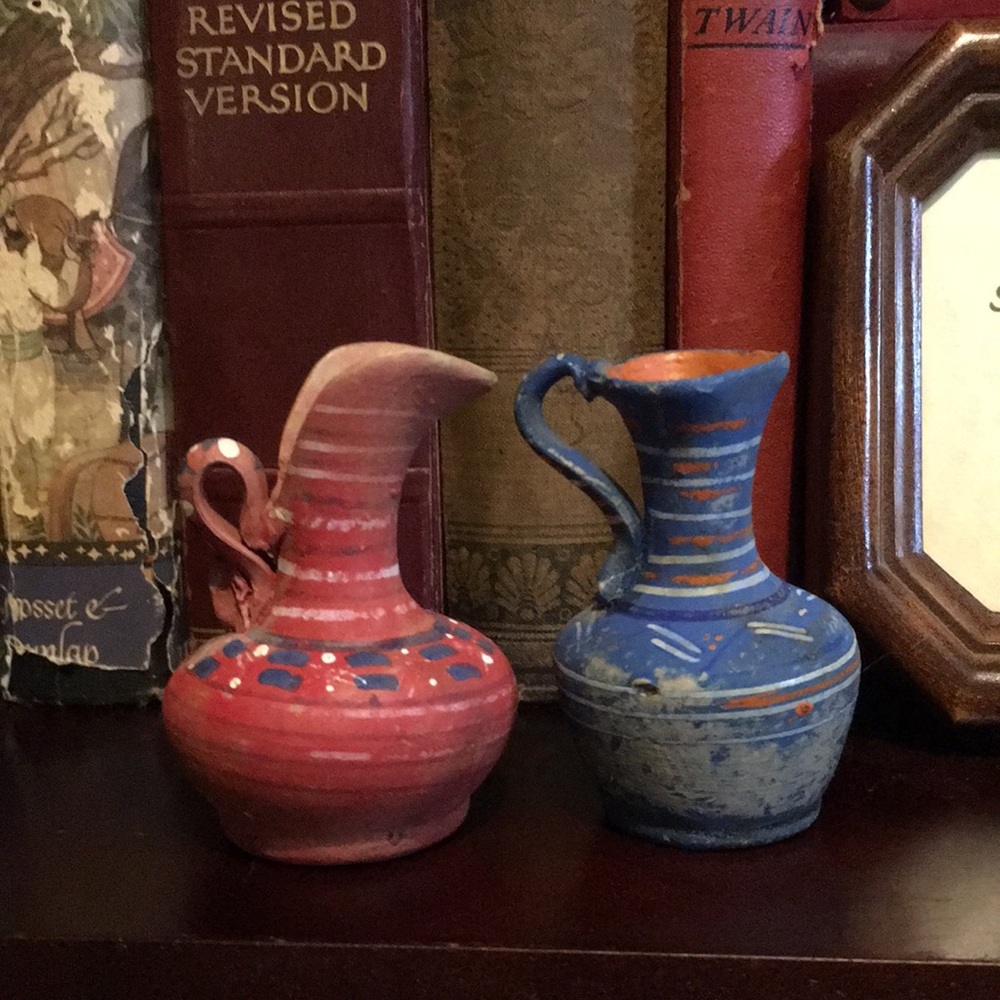 Antique Handmade Clay Pottery Pitcher Mexico HOST PICK